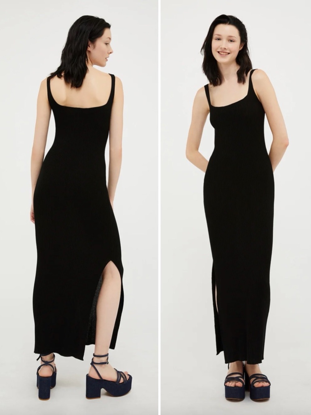 Max & Co. Igloo Rib Knit Tank Maxi Dress Black